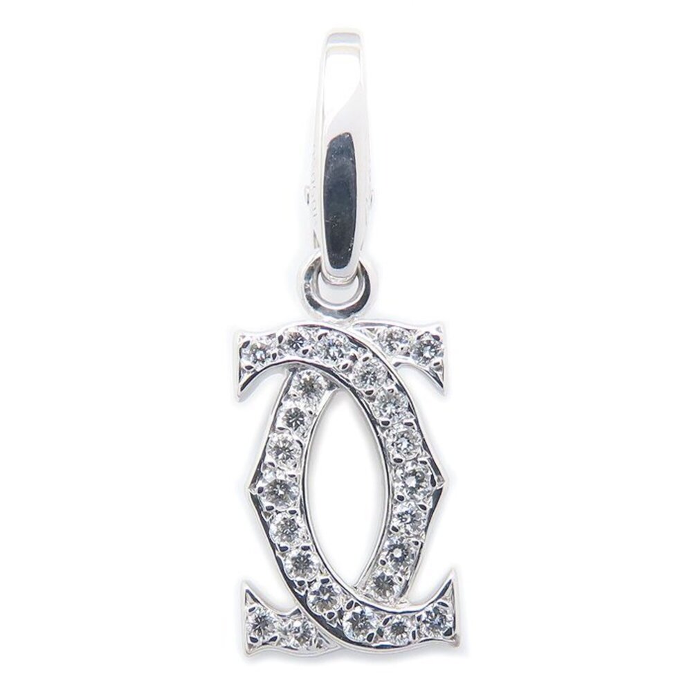 CARTIER 2C Diamond Pendant Top/Charm 18KWG Women's B3010300 296014
